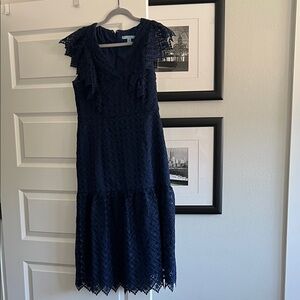 ANTONIO MELANI Navy Lace Midi Dress